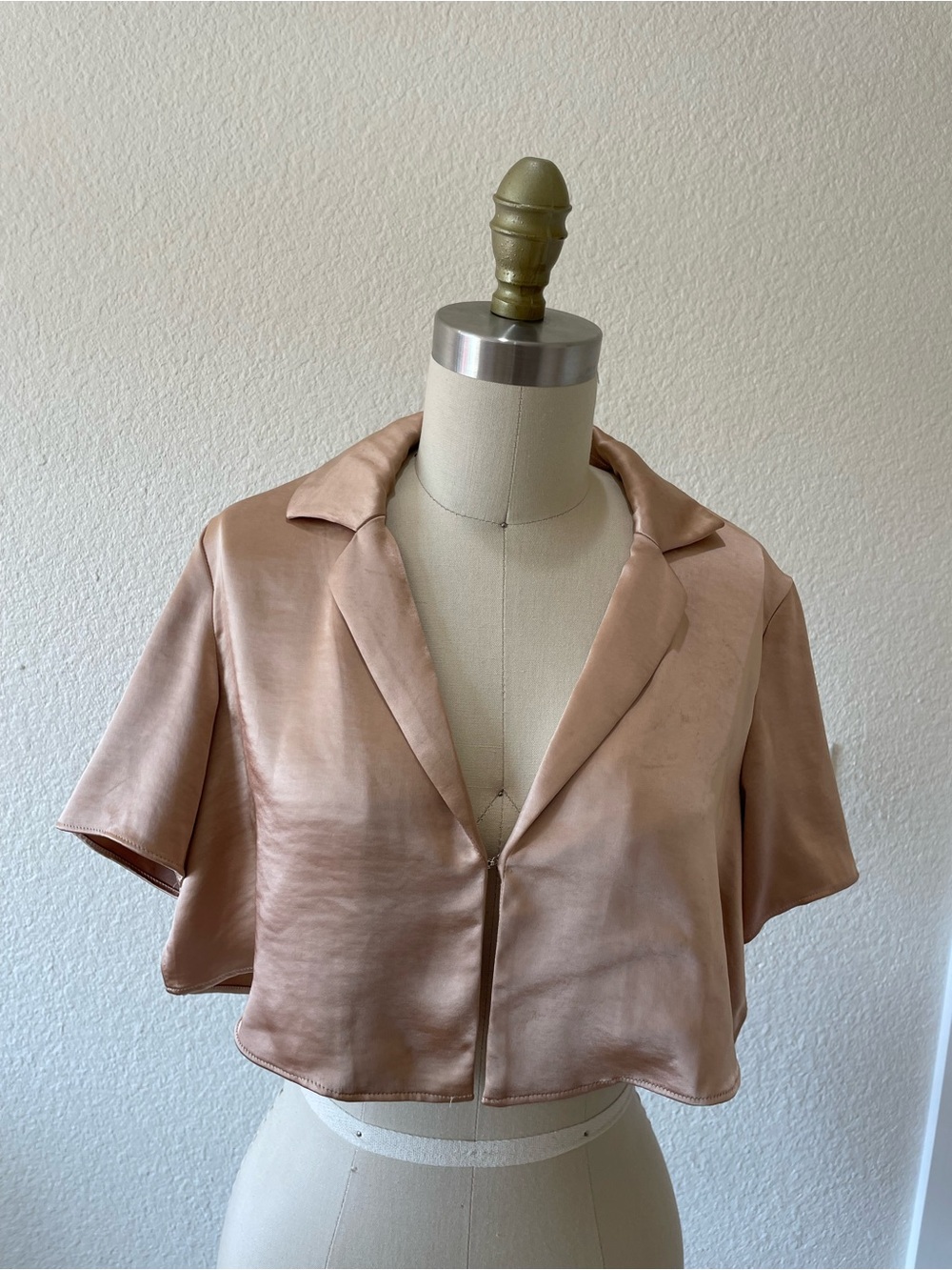 L'Academie Peach Satin Crop Top Fits XS/S/M
